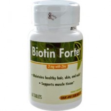  Enzymatic Therapy, Biotin Forte, 3 mg with Zinc, 60 Tablets  