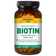 Биотин (Country Life) 5,000 mcg (5 mg) 120 капсул